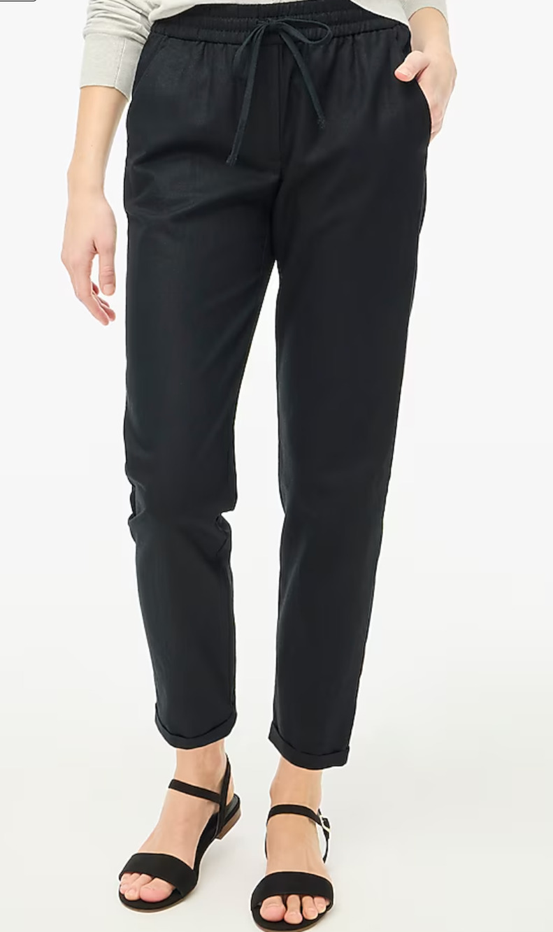 Linen-cotton blend drawstring pant Petite 4